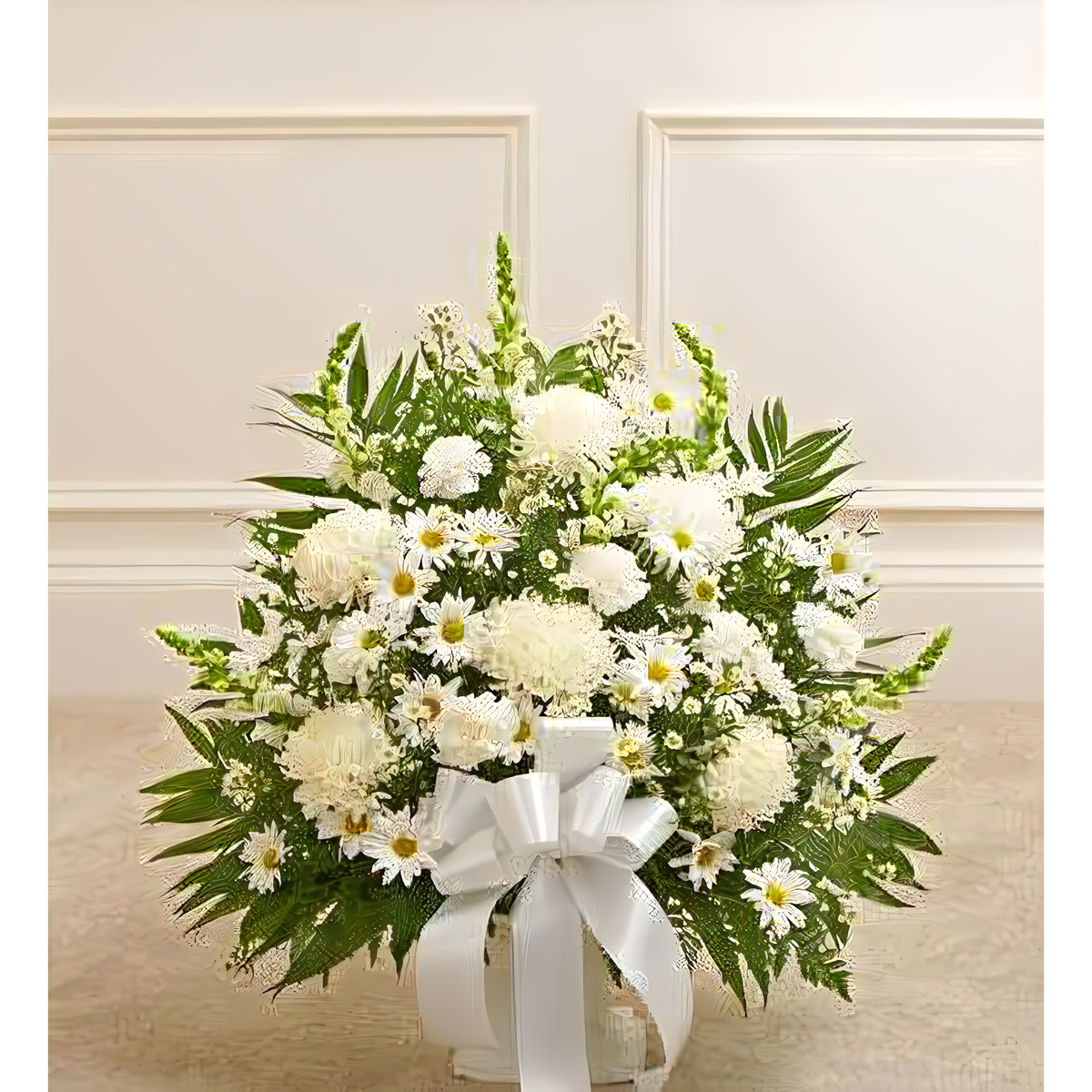 Heartfelt Tribute White Floor Basket Arrangement - Funeral &gt; For the Service