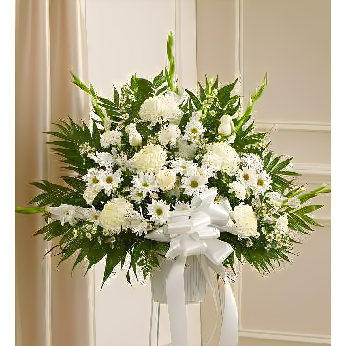 Heartfelt Sympathies White Standing Basket - Funeral &gt; For the Service
