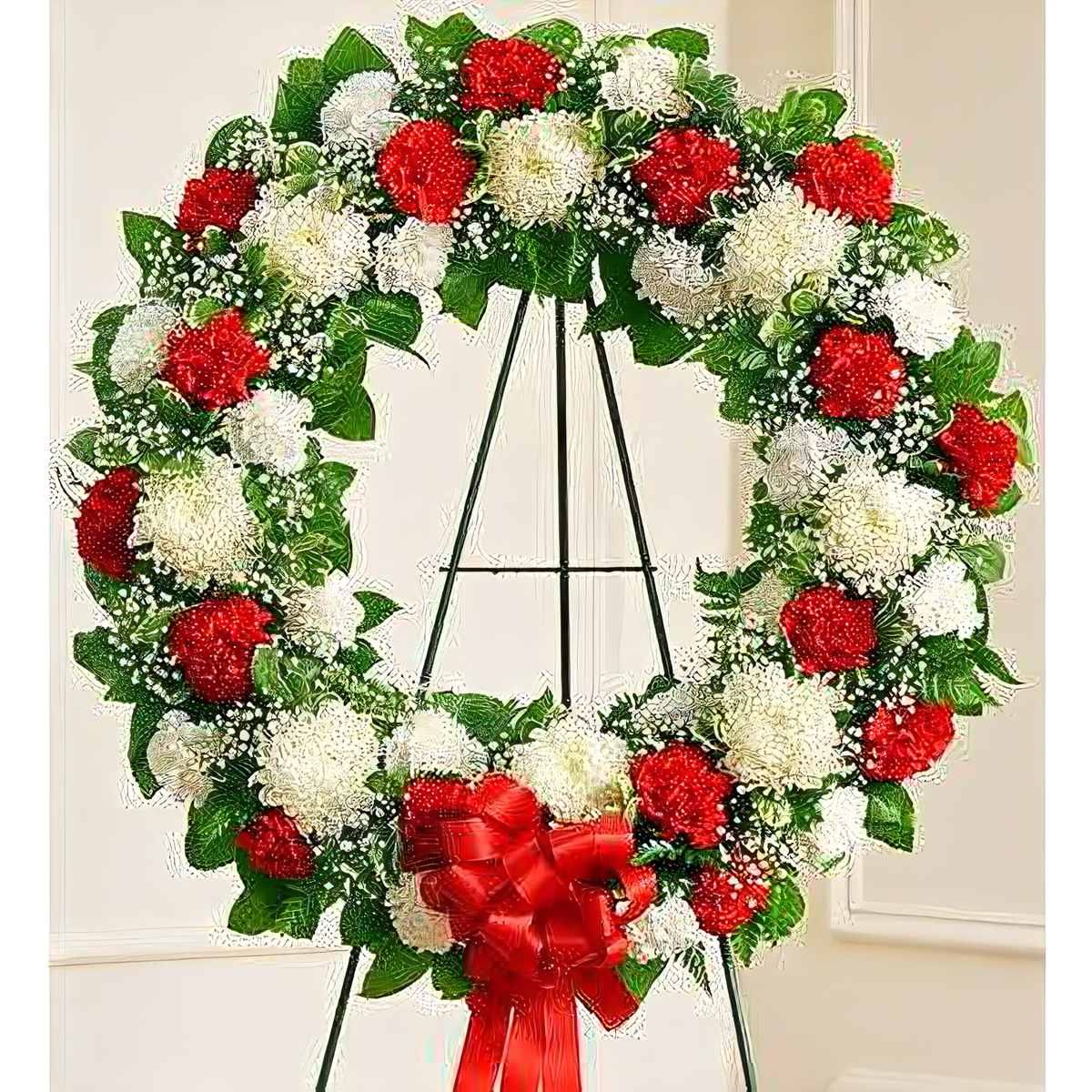 Serene Blessings Standing Wreath - Red &amp; White - Funeral &gt; Wreaths