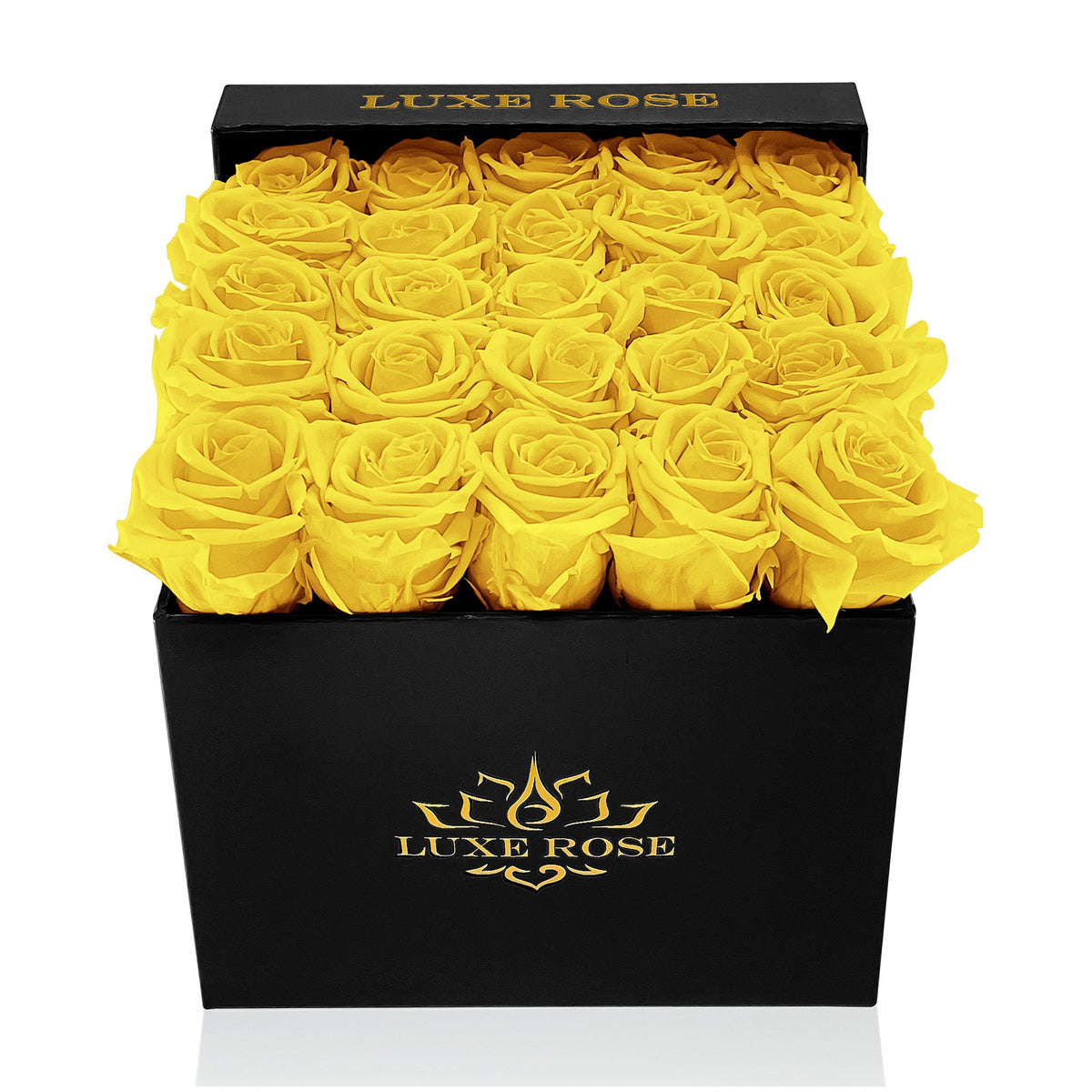 Preserved Roses Small Box | Yellow - Black - Roses