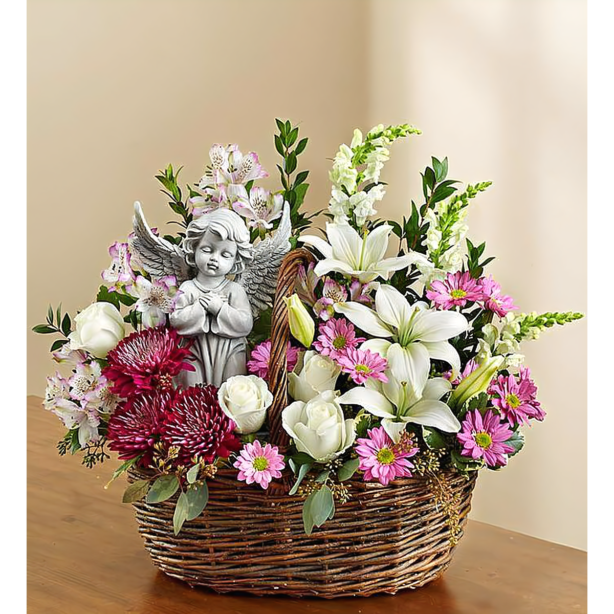 Heavenly Angel Lavender and White Basket - Funeral &gt; Baskets