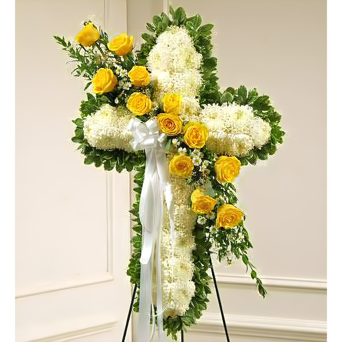 Peace and Prayers Standing Cross - Yellow - Funeral &gt; Crosses