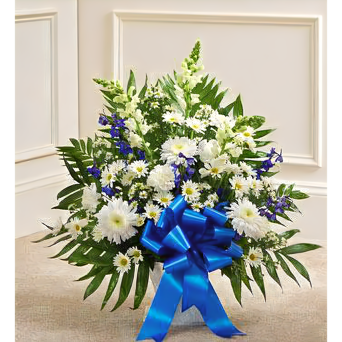 Tribute Blue &amp; White Floor Basket Arrangement - Funeral &gt; For the Service