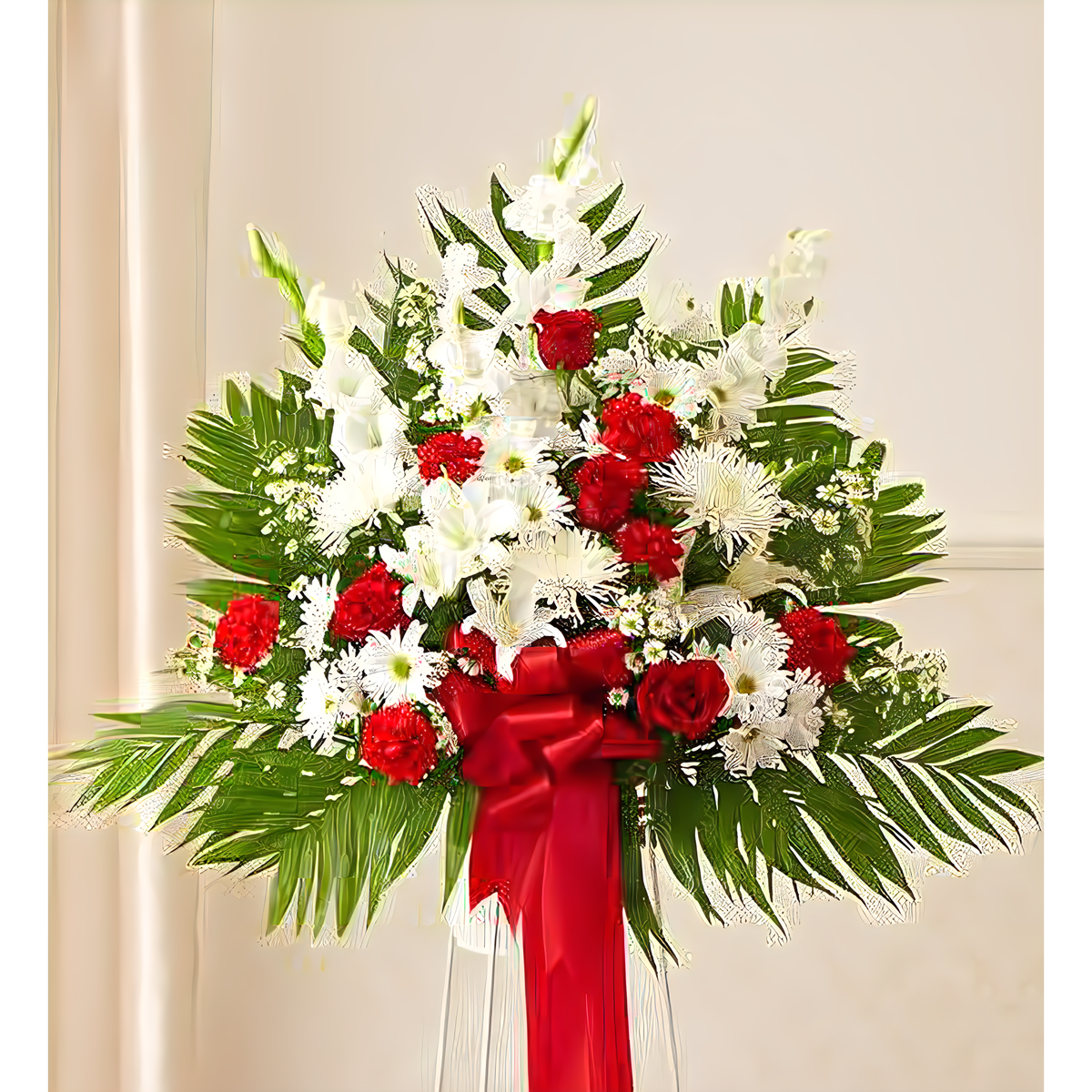 Heartfelt Sympathies Red &amp; White Standing Basket - Funeral &gt; For the Service