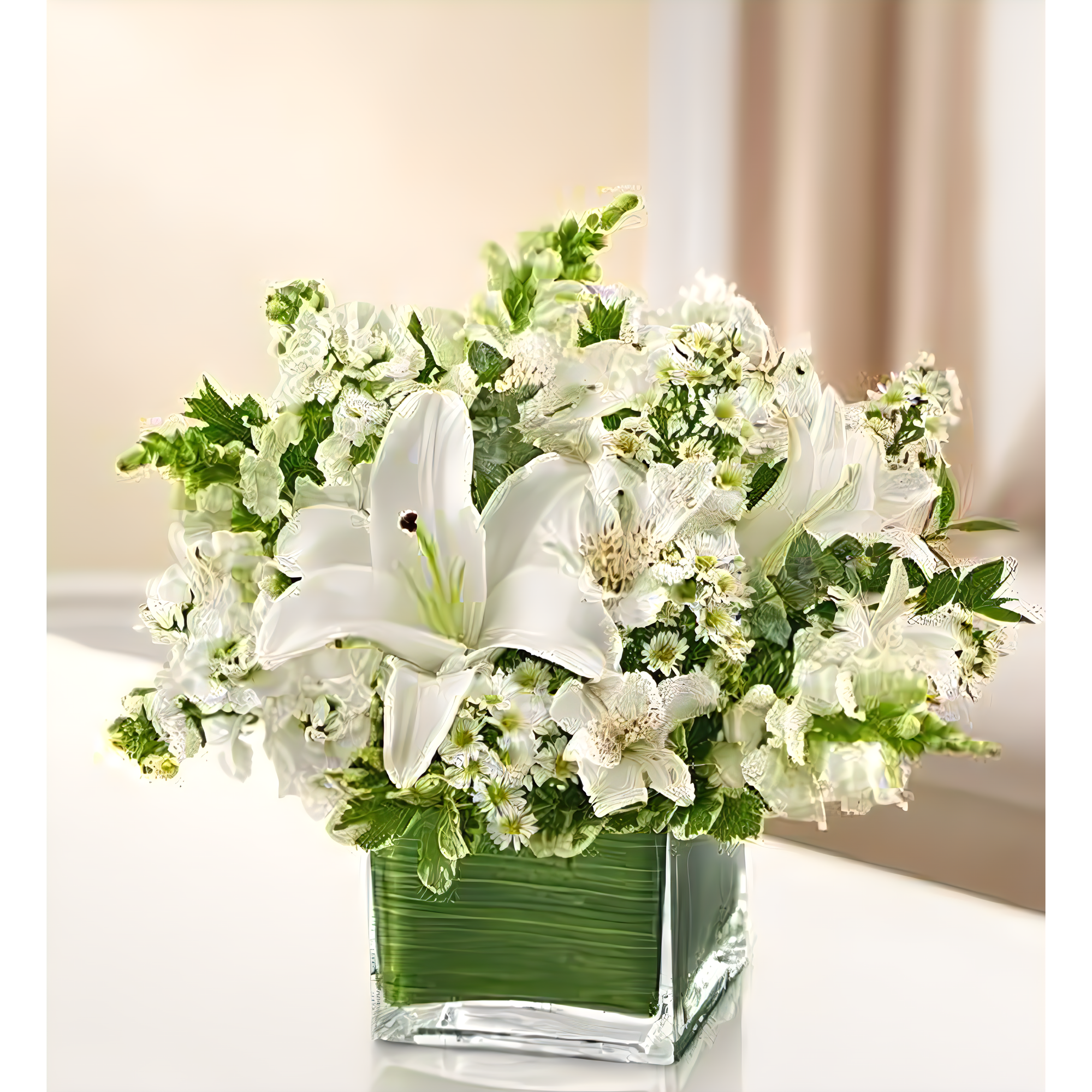 Healing Tears - All White - Funeral > Vase Arrangements