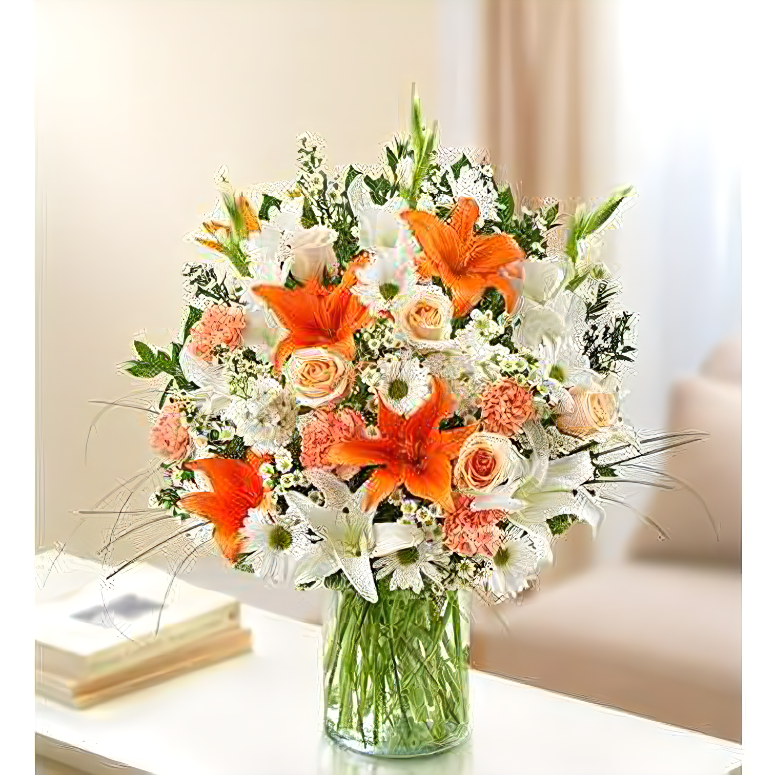 Sincerest Sorrow - Peach, Orange and White - Funeral > Vase Arrangements