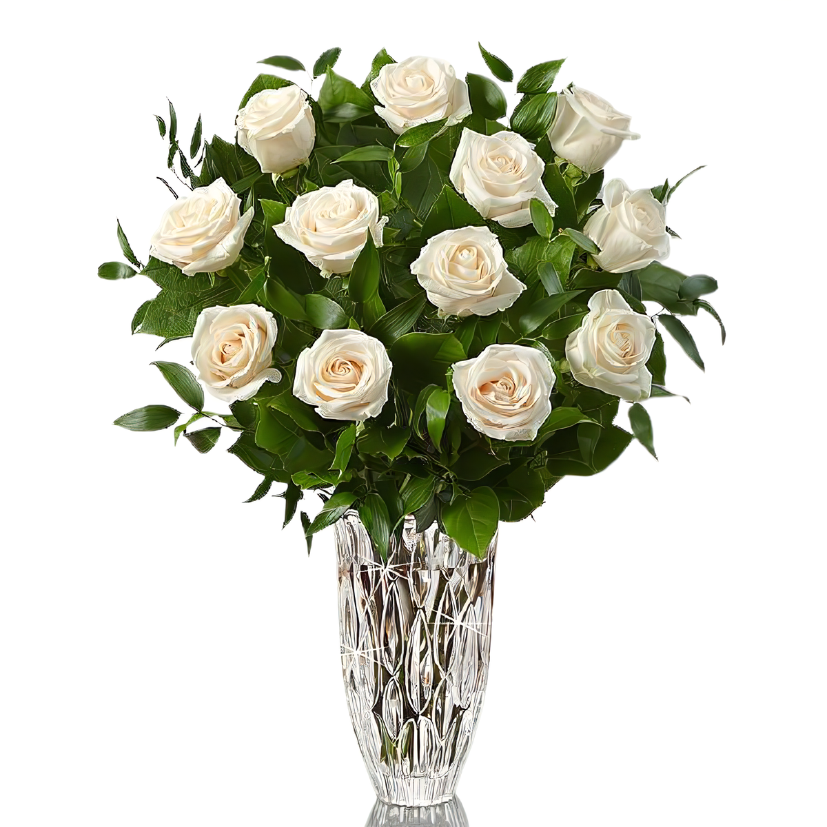Marquis by Waterford White Roses for Sympathy - Funeral &gt; Vase Arrangements