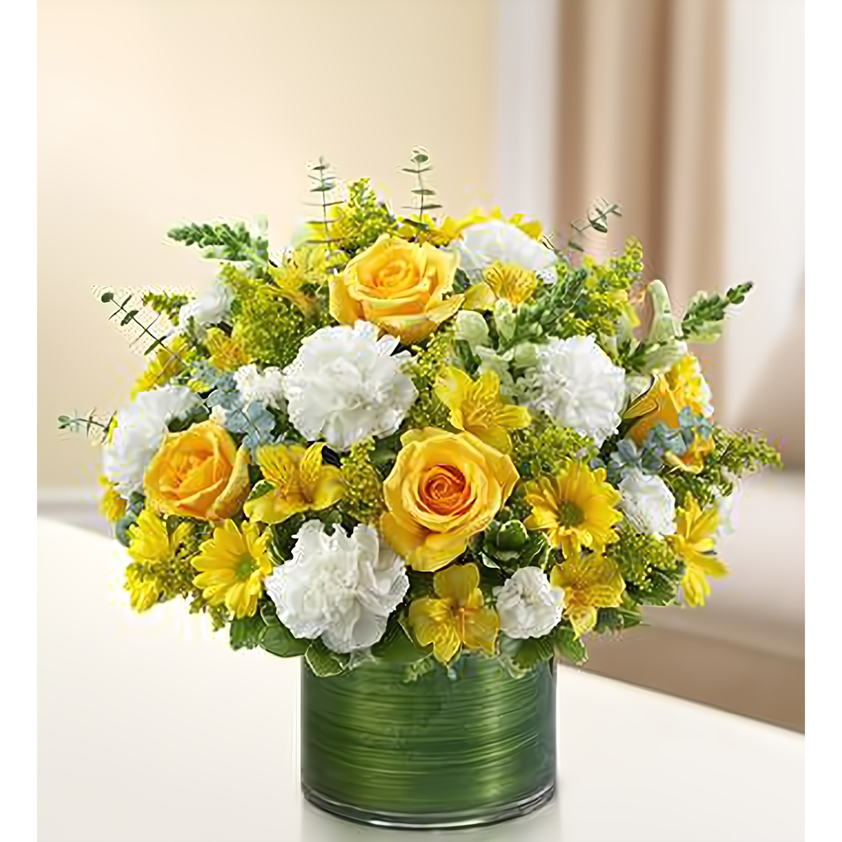 Cherished Memories - Yellow and White - Funeral &gt; Vase Arrangements