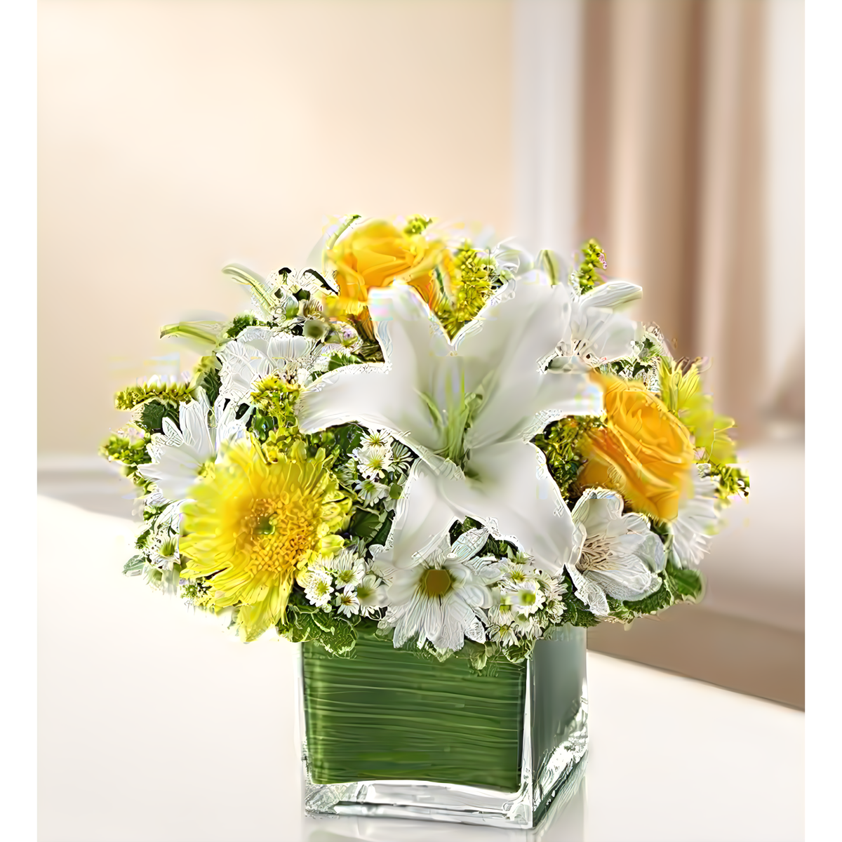 Healing Tears - Yellow and White - Funeral &gt; Vase Arrangements