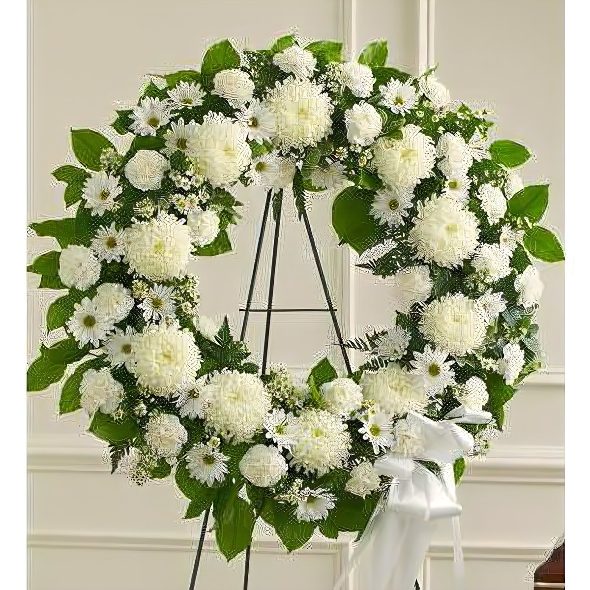 Serene Blessings White Standing Wreath - Funeral &gt; Wreaths