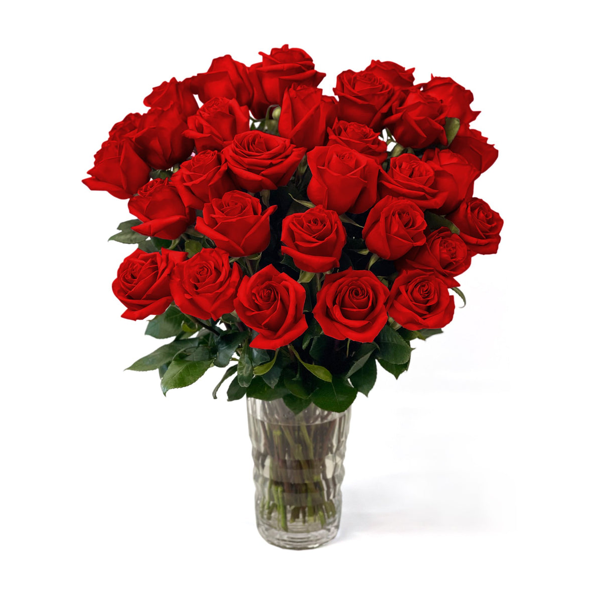 Fresh Roses in a Crystal Vase | Red - Roses
