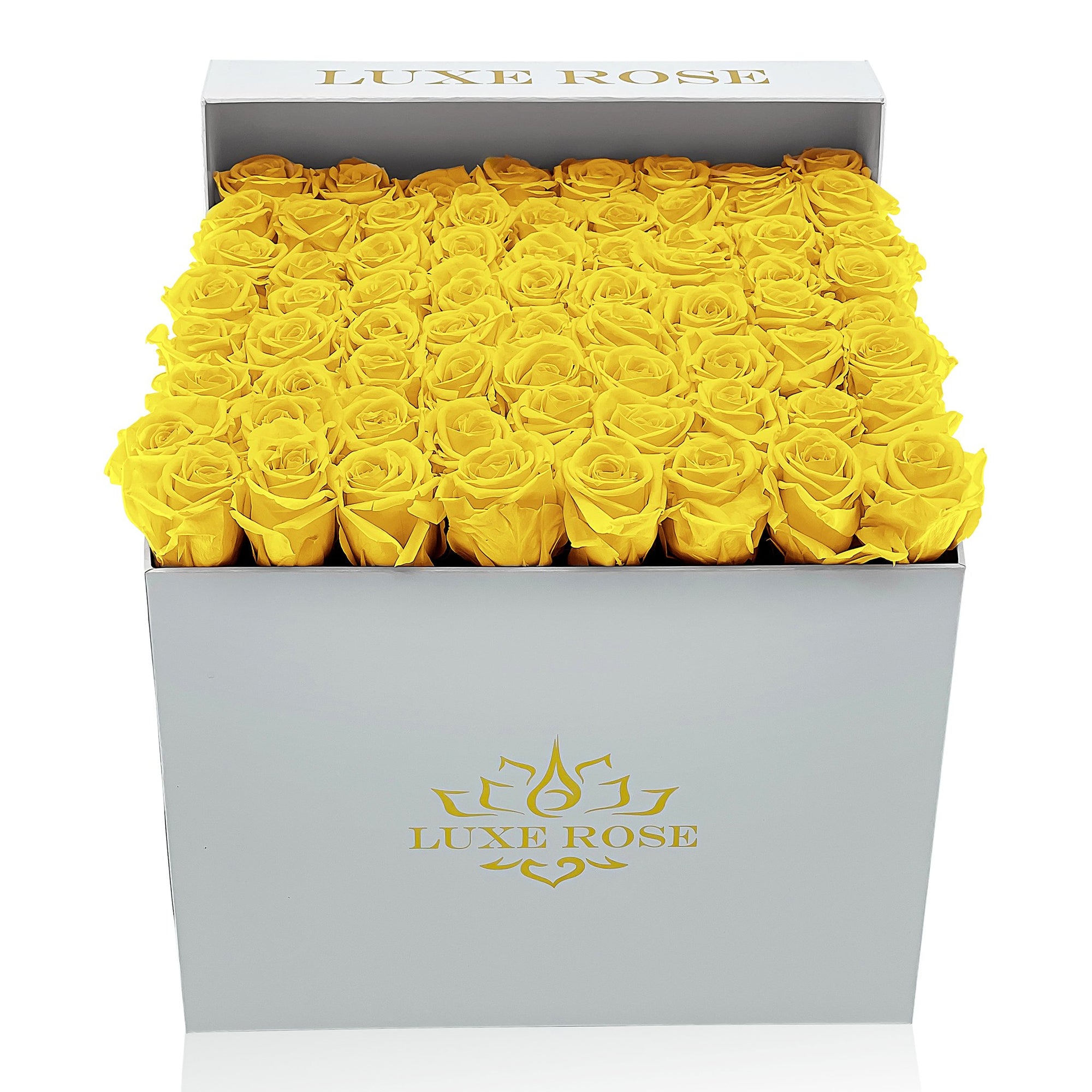 Preserved Roses Large Box | Bright Yellow - White - Roses