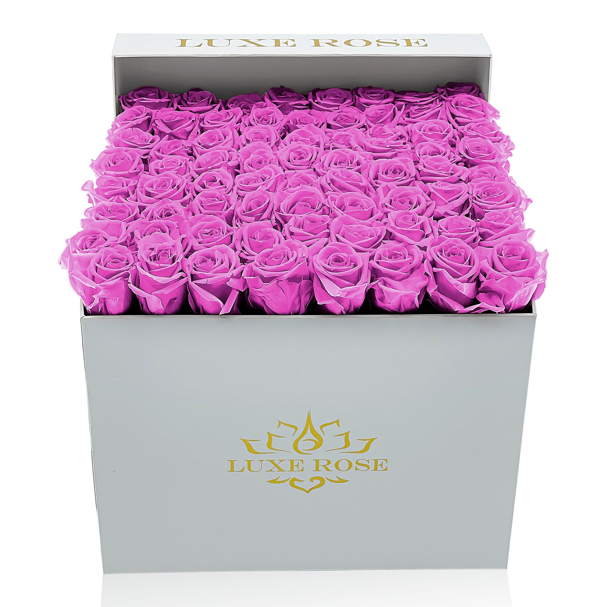 Preserved Roses Large Box | Hot Pink - White - Roses