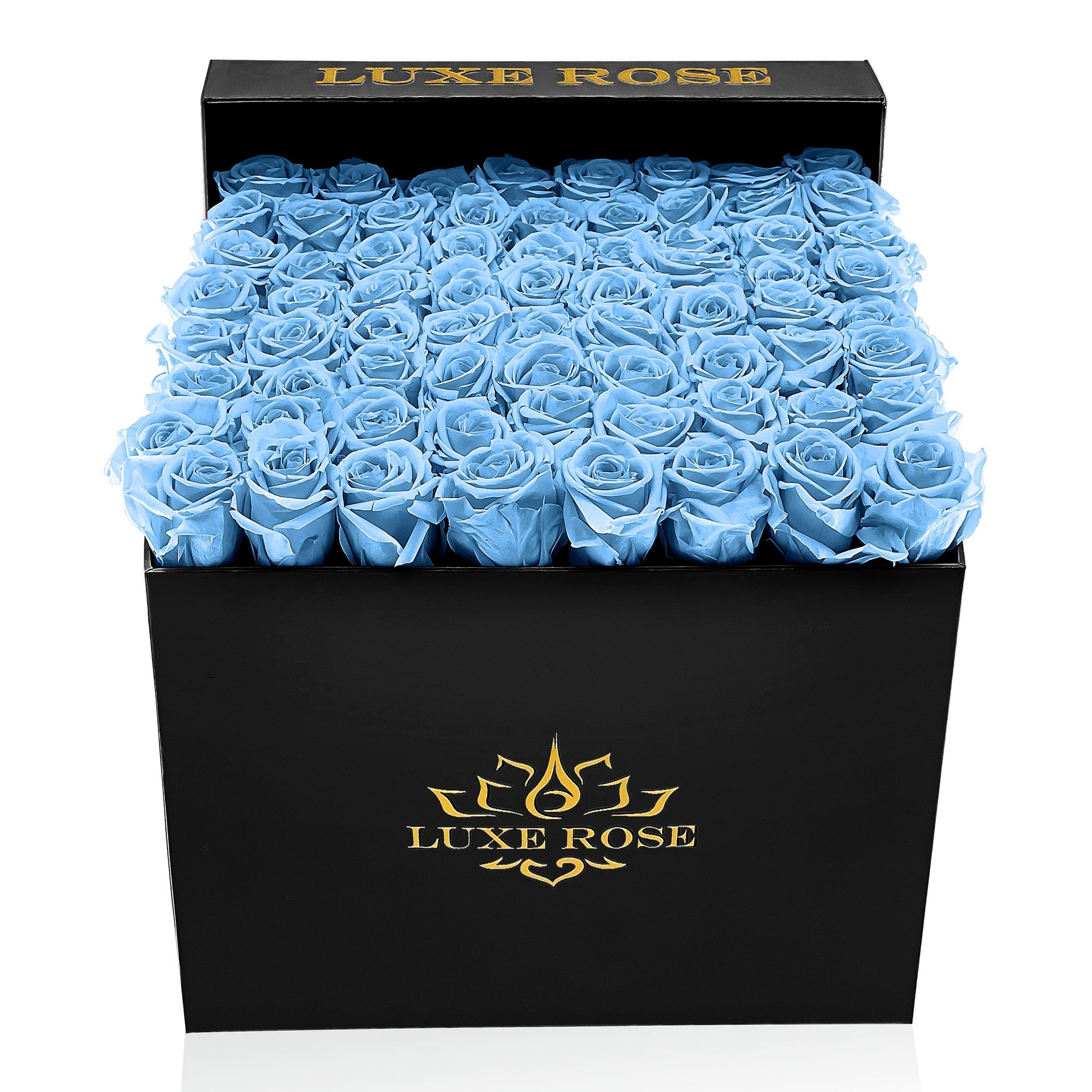 Preserved Roses Large Box | Light Blue - White - Roses