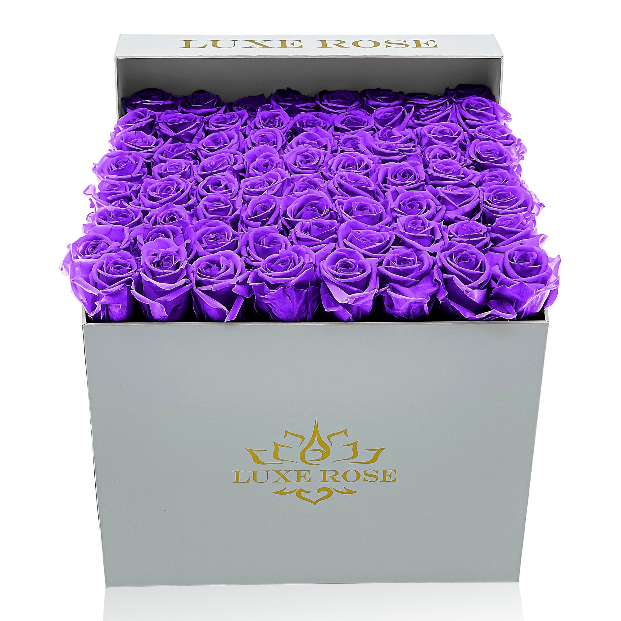 Preserved Roses Large Box | Purple - White - Roses